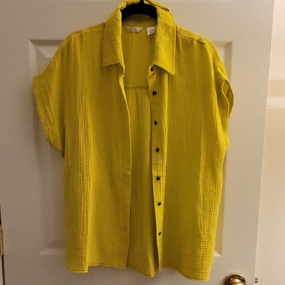 Kaktus Yellow Casual Button Down Shirt Relaxed Fit